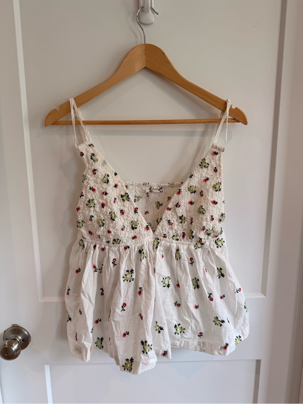Free People Intimately size large white floral cami with adjustable straps